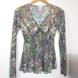 Fresh Wear | Paisley Print Long Sleeve Top Green